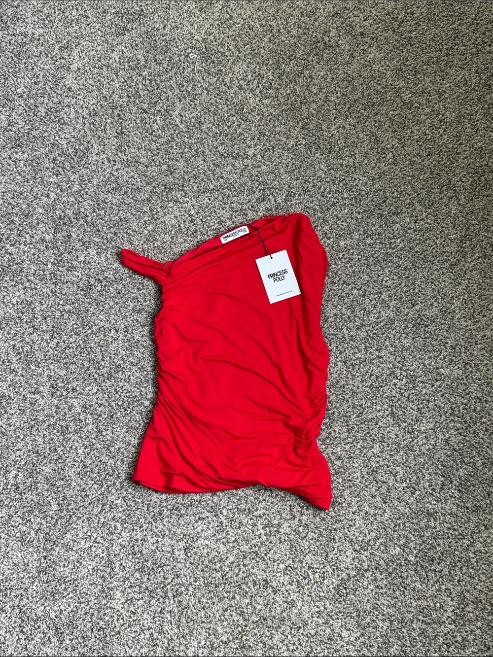 Princess Polly One-Shoulder Ruched Top in Red